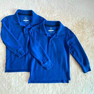 Wonder Nation boy's size 5 blue long-sleeved polo shirts 2-piece bundle Uniform